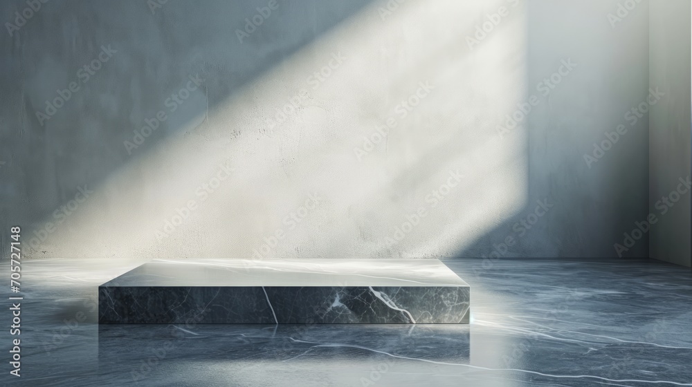 Minimalistic Marble Platform in Spotlight Minimalistic Marble Platform in Spotlight