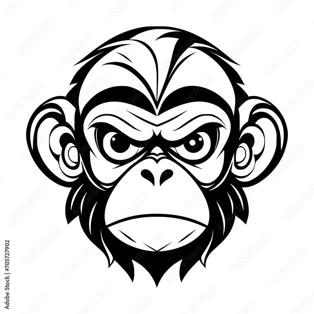 black and cartoon illustration of a Monkey
