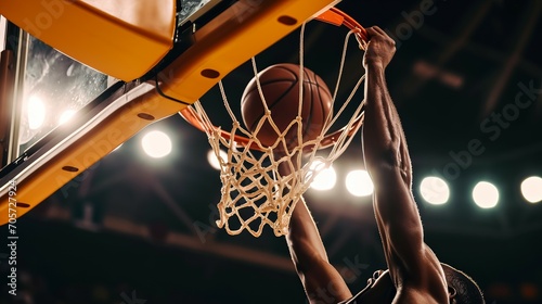 Defying Gravity: A Basketball Player's Athletic Block Captured