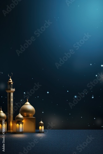 Islamic decoration background dedicated to Ramadan. Copy space. For postcards, commercial advertising and design © Daniil