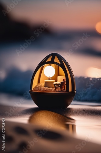 sunset at the beach little room in an easter egg