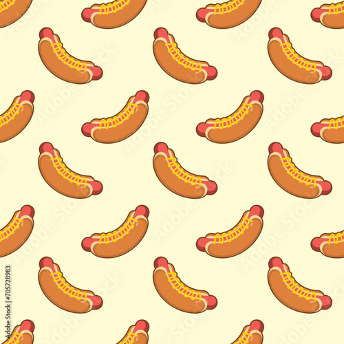 hotdog vector illustration  hotdog seamless pattern