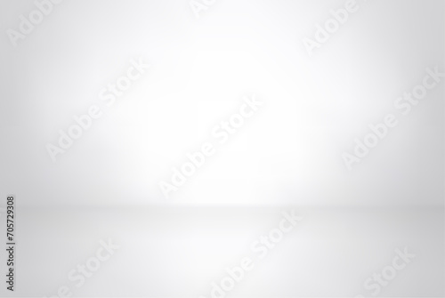 White studio background. Abstract empty room with soft light for product. Simple grey neutral backdrop. Line horizon. Gray gradient background. Texture blank wall and floor. Vector illustration photo