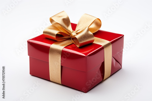red gift box with golden ribbon