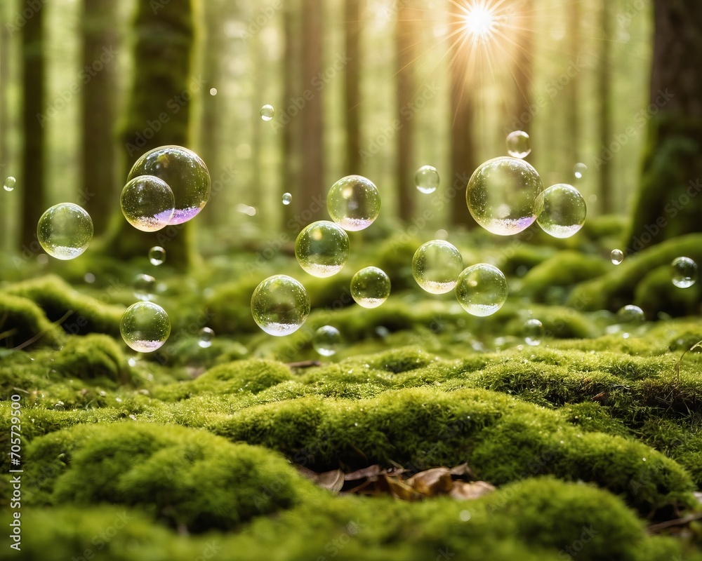 Forest Whispers: Bubbles on Moss
