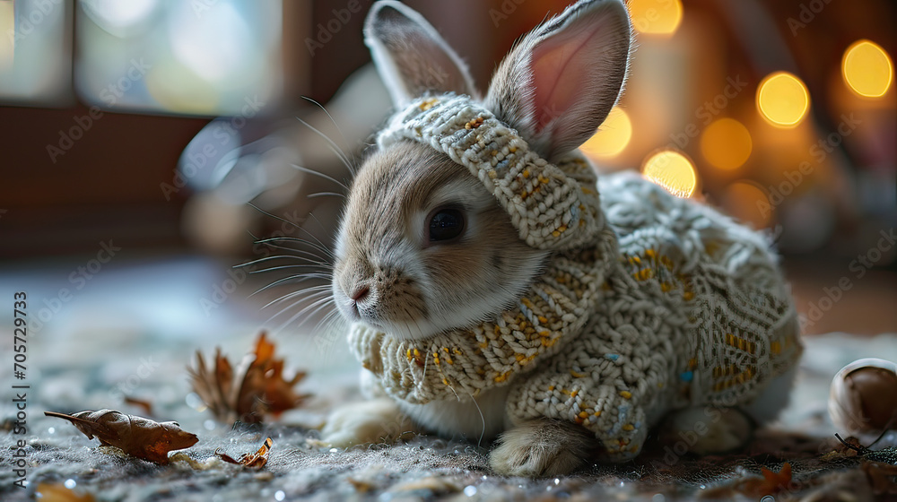 Naklejka premium rabbit dressed up, read a book at the white class room