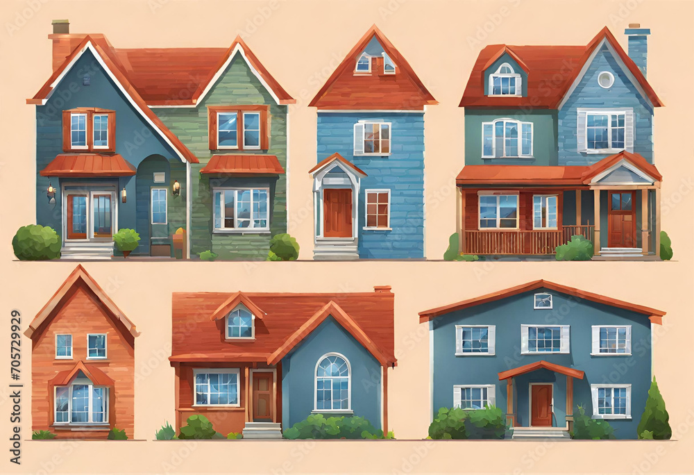 collection of houses, large and small and modern collection of houses, large and small and modern