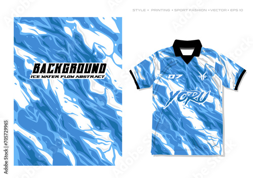 Ice cool water flow abstract sublimation white blue jersey design  sporty modern stripes football basketball training kit vector background