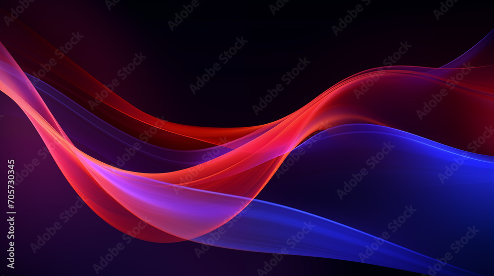 Fototapeta premium Abstract neon dark background with wavy glowing lines