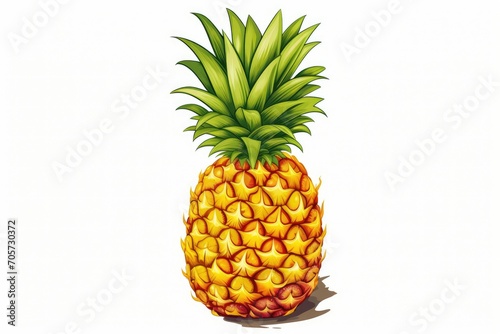 Ripe Pineapple Isolated on a White Background in Bright Daylight
