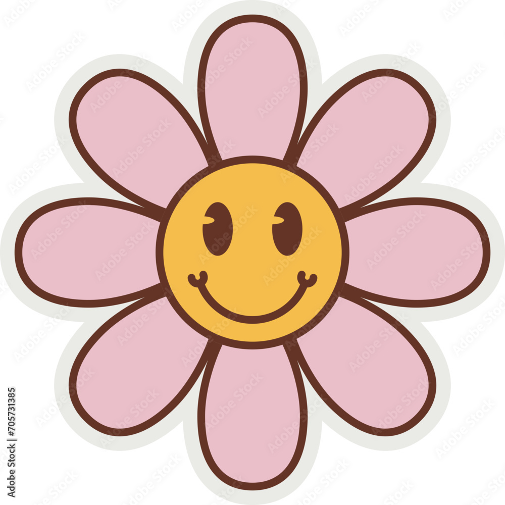 Groovy Flower Cartoon Sticker Groovy Flower Cartoon Sticker