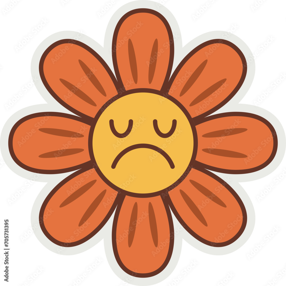 Groovy Flower Cartoon Sticker