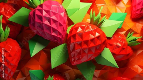 AI generated illustration of an origami style paper fruit arranged in a decorative display photo