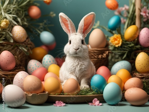 easter bunny and easter eggs
