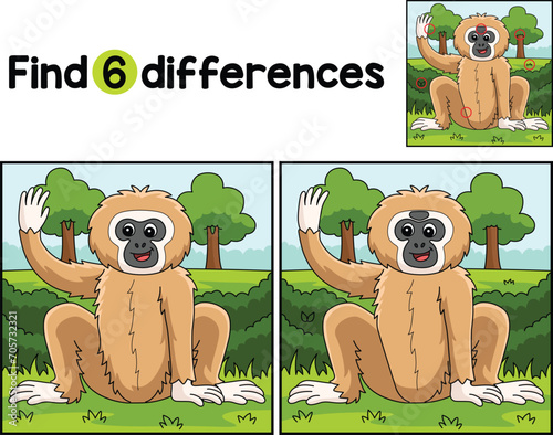 Gibbon Animal Find The Differences 