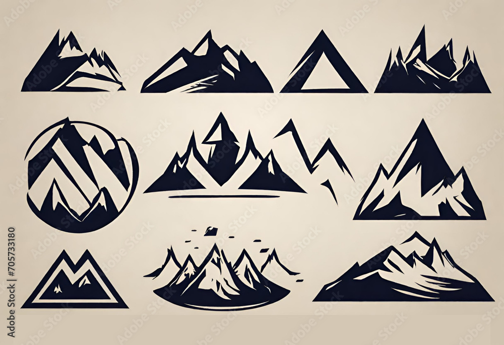 set of mountains for logo and designs, isolated background set of mountains for logo and designs, isolated background