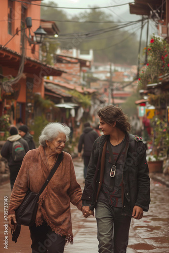 grandson and grand mother, caregiver