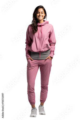 A female in sporty attire pose Isolated