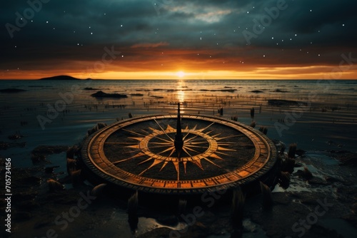 the 4 wind directions medicine wheel ceremony sunset sea photo