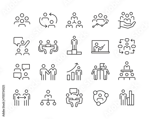 Business People Related Icons - Vector Line. Editable Stroke.