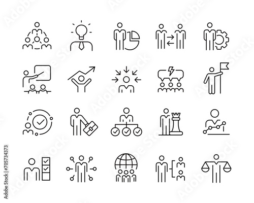 Business People Icons - Vector Line. Editable Stroke.