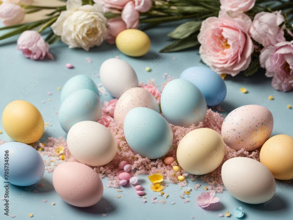 easter eggs in a basket easter eggs in a basket