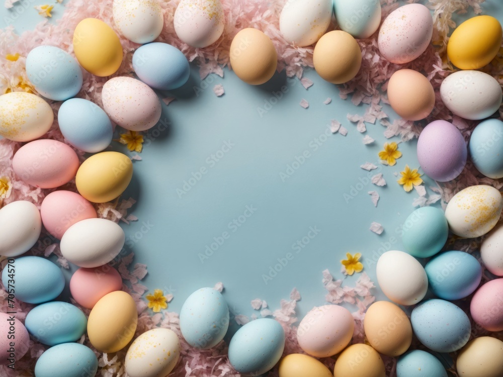colorful easter eggs top-down view colorful easter eggs top-down view