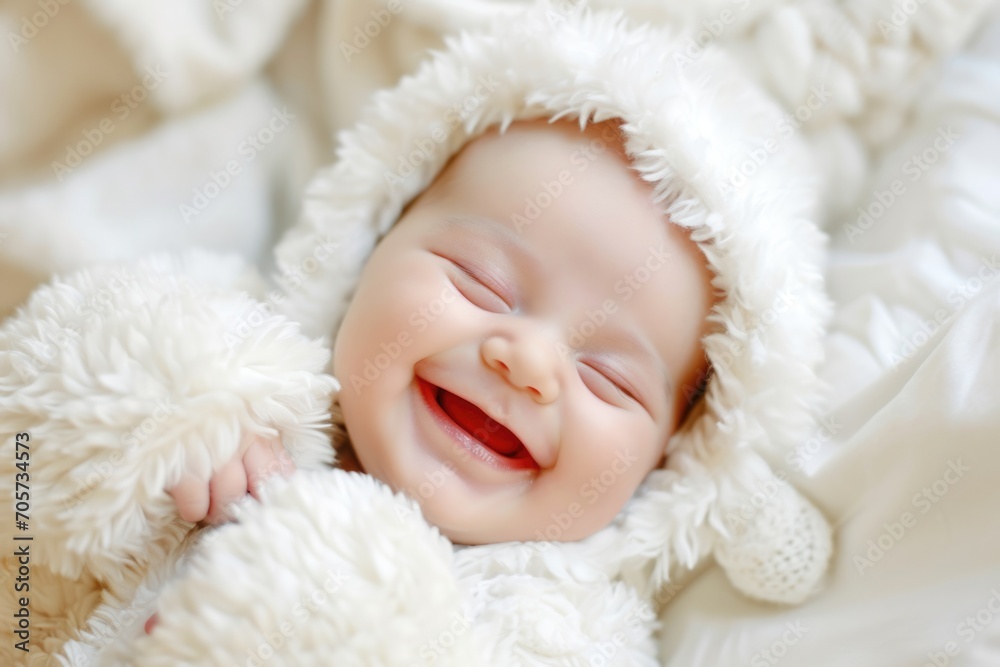 Newborn baby sleeping on bed Newborn baby sleeping on bed