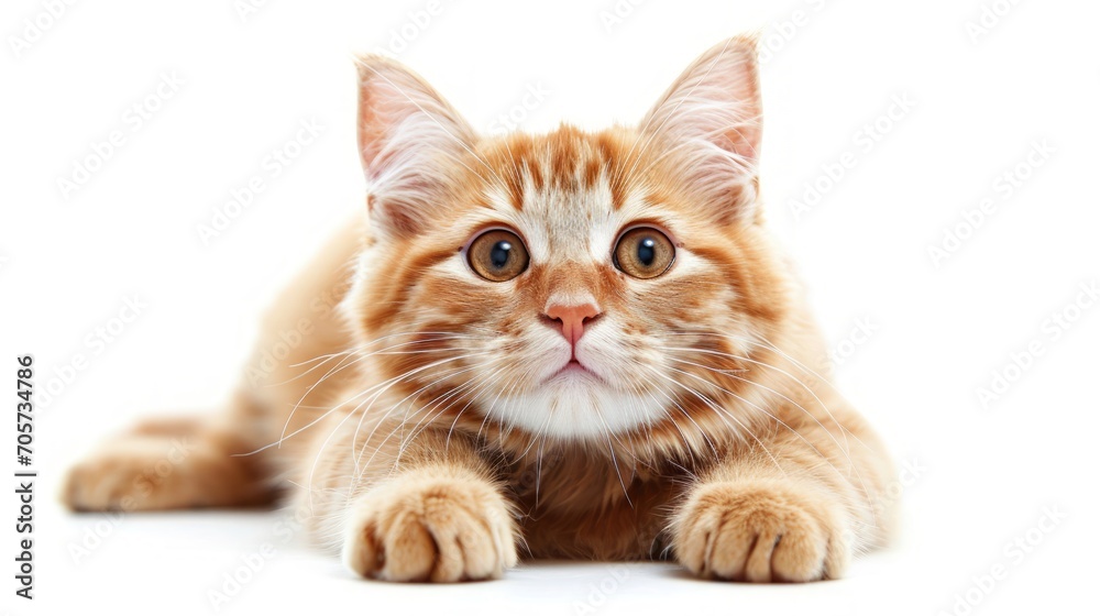 Isolated red kitten on a white background