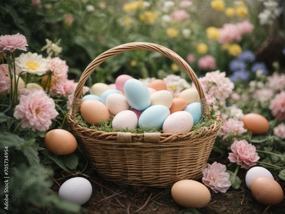 easter eggs in a basket easter eggs in a basket
