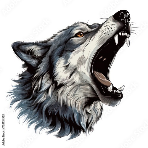 A wolf with its mouth open 