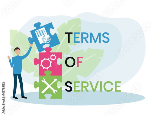 TOS - Terms Of Service acronym. business concept background. vector illustration concept with keywords and icons. lettering illustration with icons for web banner, flyer