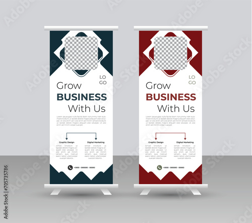 Corporate and modern roll up banner design template.