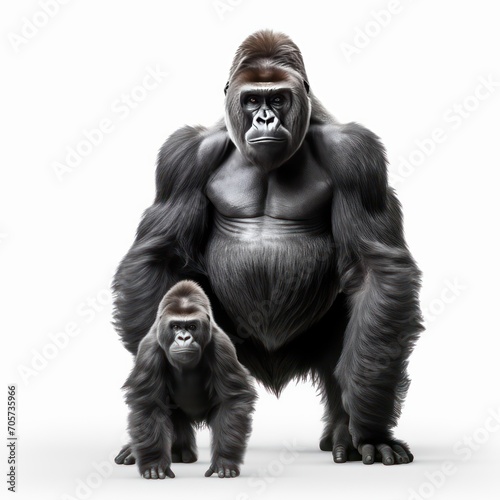A gorilla and baby gorilla 