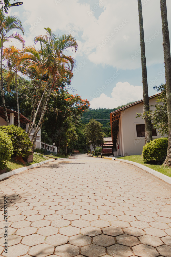 Fototapeta premium view of the cobblestone street