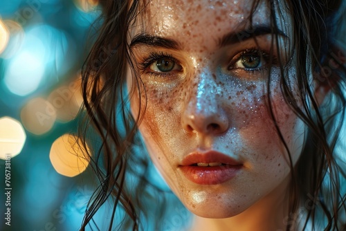 Woman with a beautiful face and freckles © anatolii