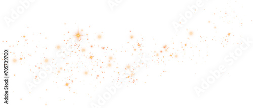 Golden dust. Beautiful light flashes. Dust particles fly in space. Bokeh effect. Light rays. PNG.
 photo