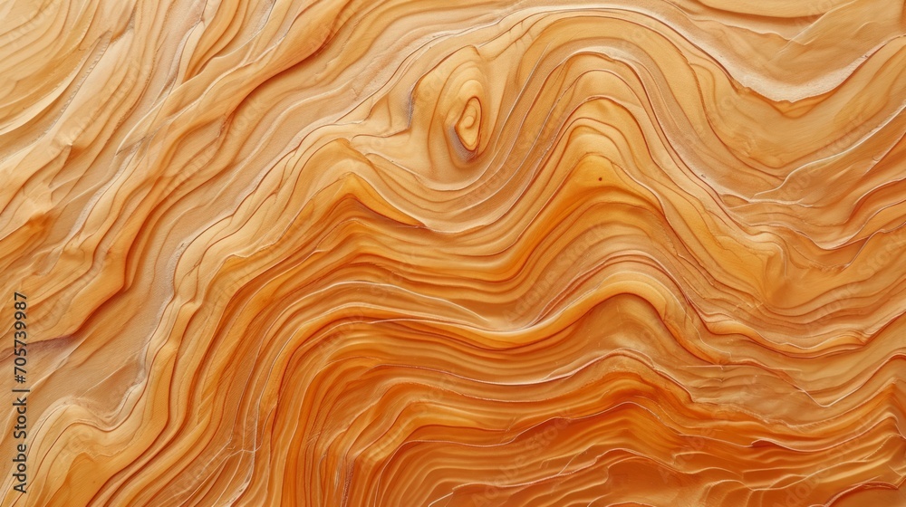 Abstract background with curved lines referring to wood grain in peach, yellow and brown colors