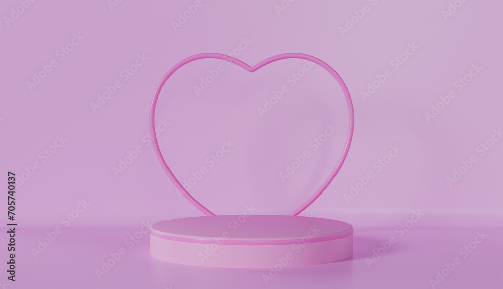 Stage Podium with Heart on pastel color background