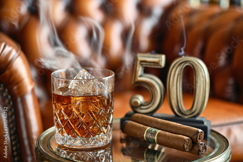 Whiskey and cigar number 50 ai generated art photo