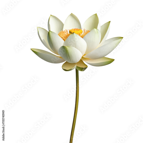 Beautiful White water lily close-up isolated on white (lotus flower)