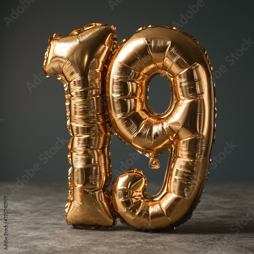 number 19 from golden balloon, 19th birthday photo