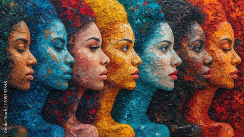 Collage of diverse and inclusive women from around the world, concept of international womenâ€™s day or IWD,
