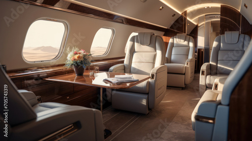 A private jet cabin that represents a world of abundance © basketman23