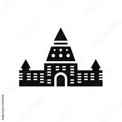 Building simple flat black and white icon logo  reminiscent of Chichen Itza  Modern Culture Simple Minimalist B W.