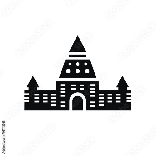 Building simple flat black and white icon logo, reminiscent of Chichen Itza, Modern Culture Simple Minimalist B&W.