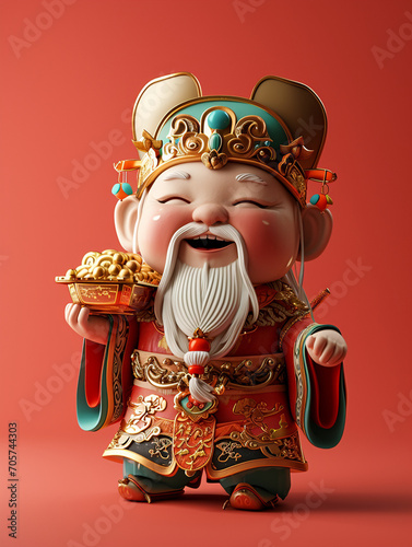 The Statue of the God of Wealth in China