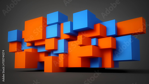 colorful abstract geometric 3d shapes background cluster artwork