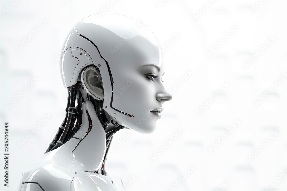 Abstract 3d robot head with artificial intelligence