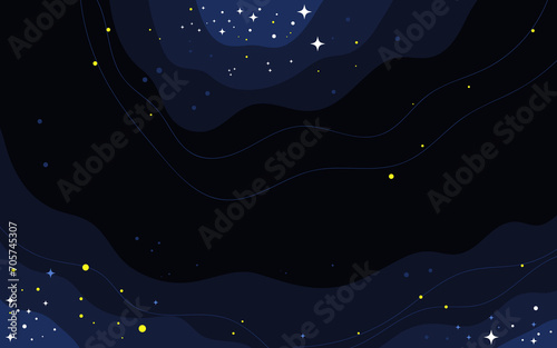 Vector space background . Cute flat style template with Stars in Outer space